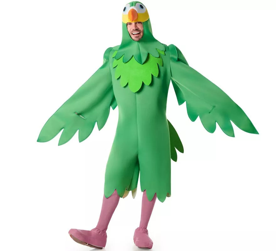 Disfraz de Pájaro Papagayo verde para hombre