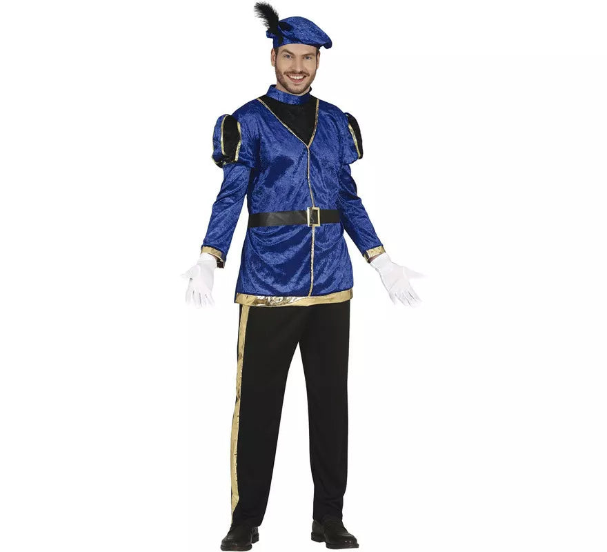 Translation missing: en.Disfraz de Paje Azul Elegante para hombre