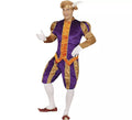 Disfraz de Paje morado y naranja con gorro para hombre