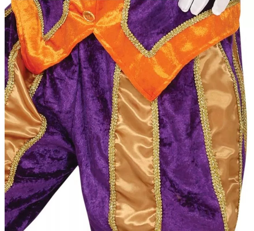 Translation missing: en.Disfraz de Paje morado y naranja con gorro para hombre