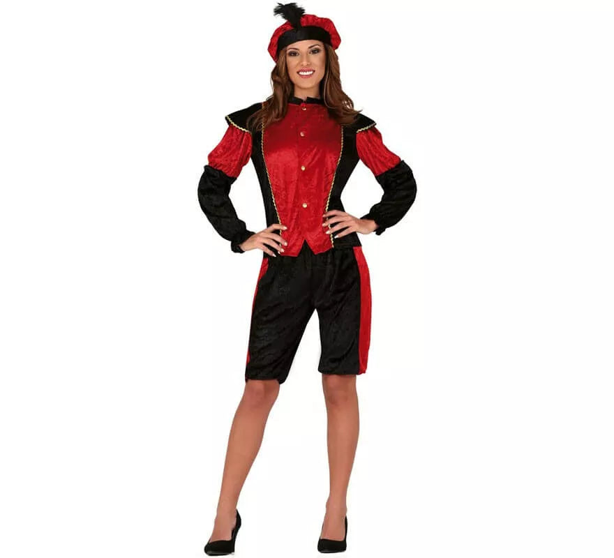 Disfraz de Paje Real Roja para mujer
