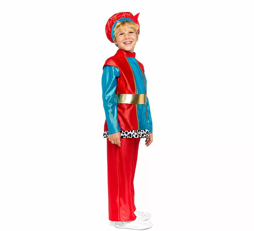 Disfraz de Paje Real rojo para niño