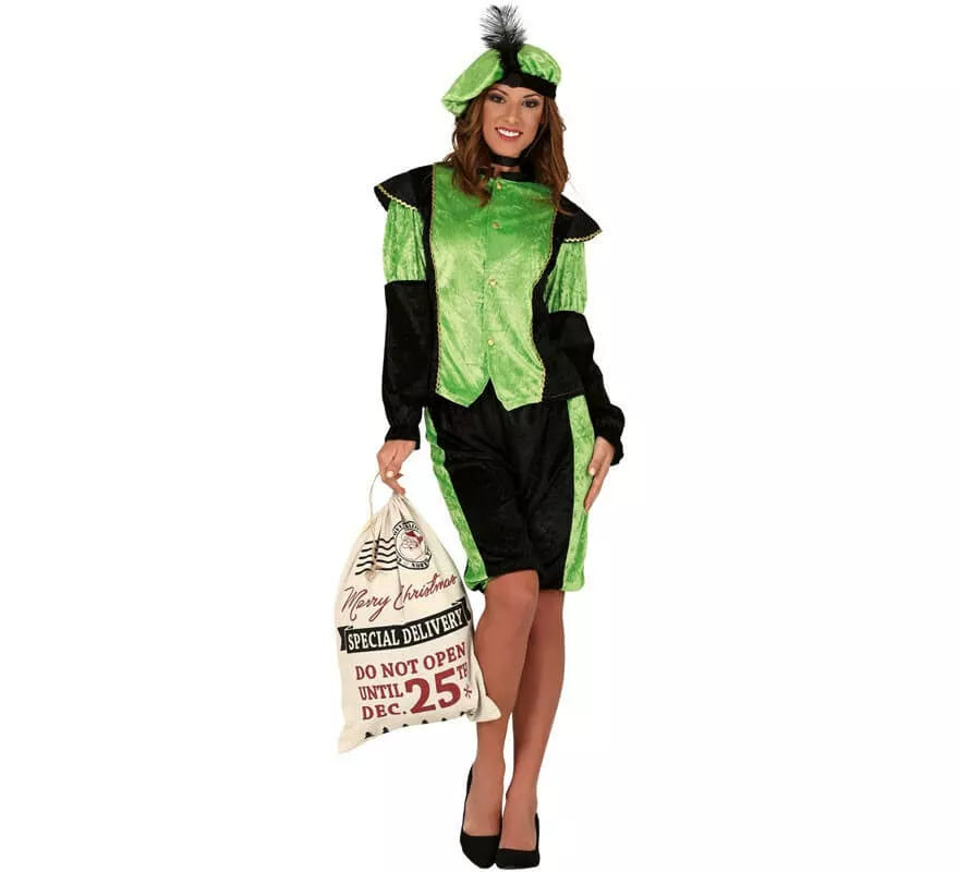 Disfraz de Paje Real Verde para mujer
