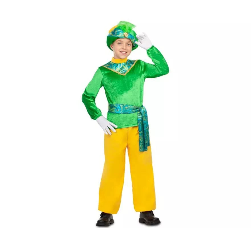 Translation missing: en.Disfraz de Paje Real Verde para niño