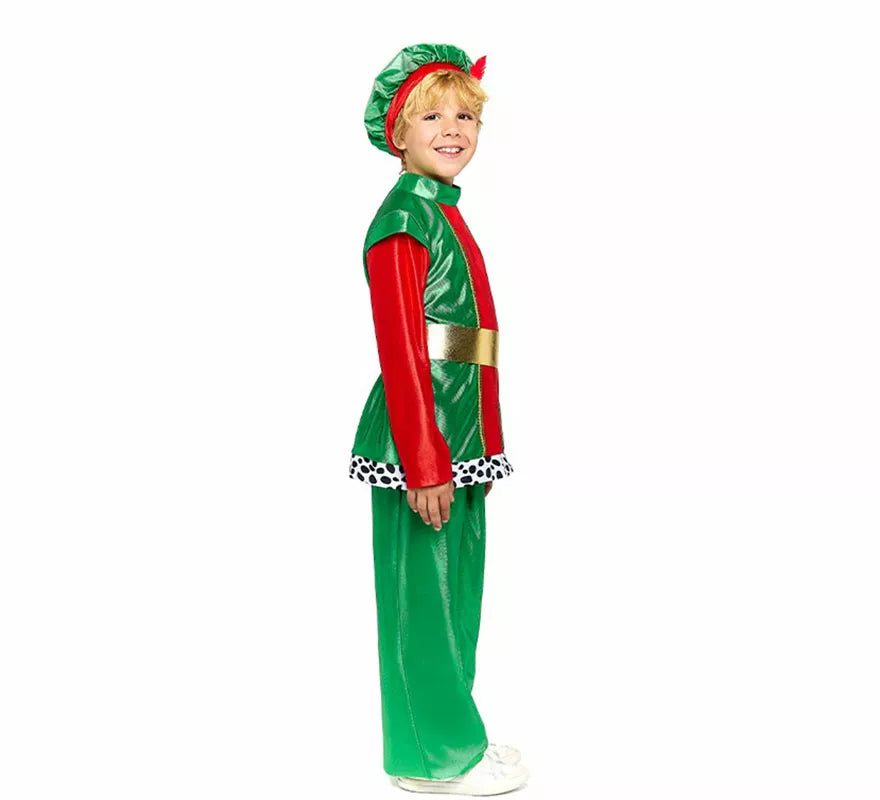 Disfraz de Paje Real verde para niño