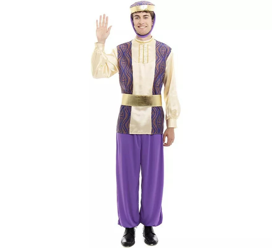 Disfraz de Paje Rey Baltasar morado con gorro para hombre