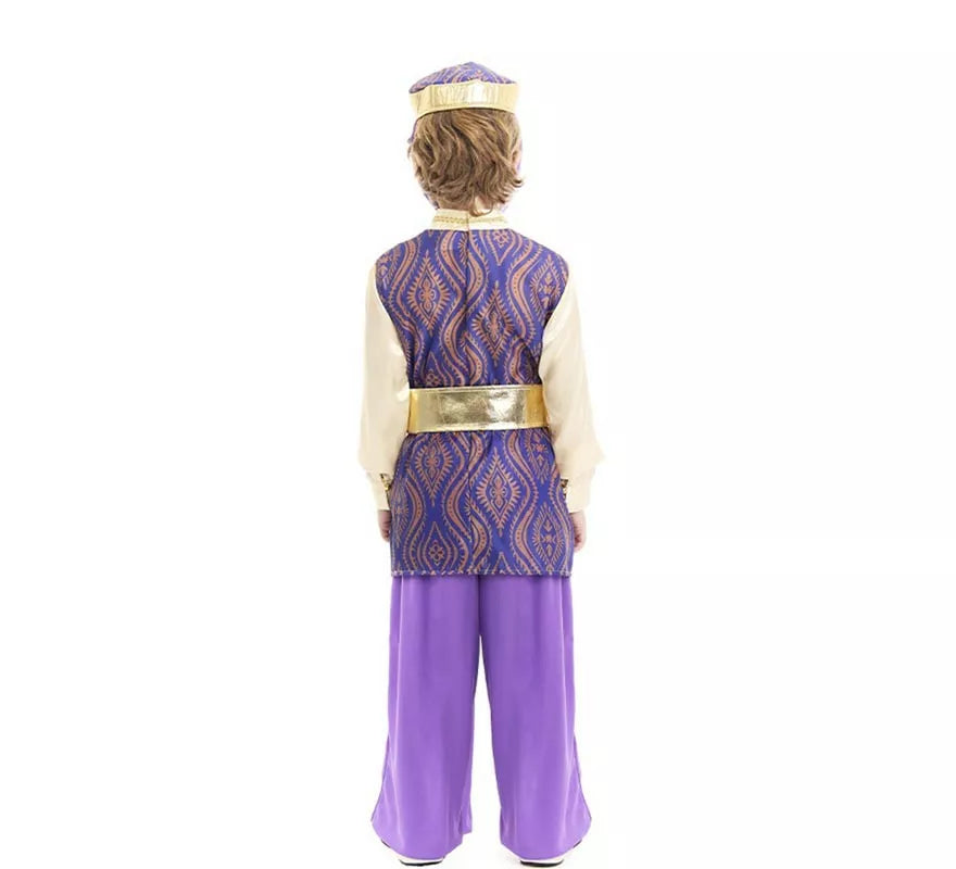 Translation missing: en.Disfraz de Paje Rey Baltasar morado con gorro para niño