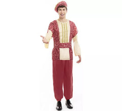 Red King Gaspar Page Costume with Hat for Men