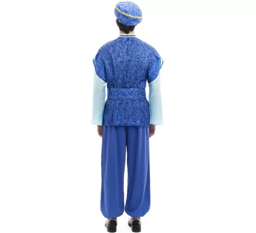 Disfraz de Paje Rey Melchor azul con gorro para hombre