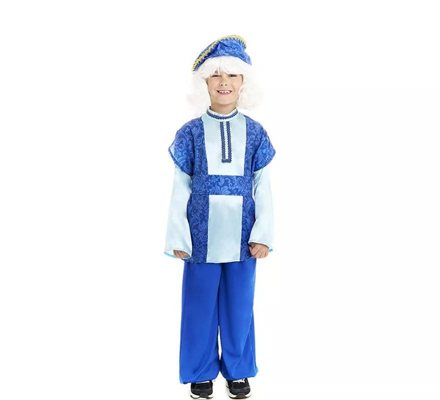 Disfraz de Paje Rey Melchor azul con gorro para niño
