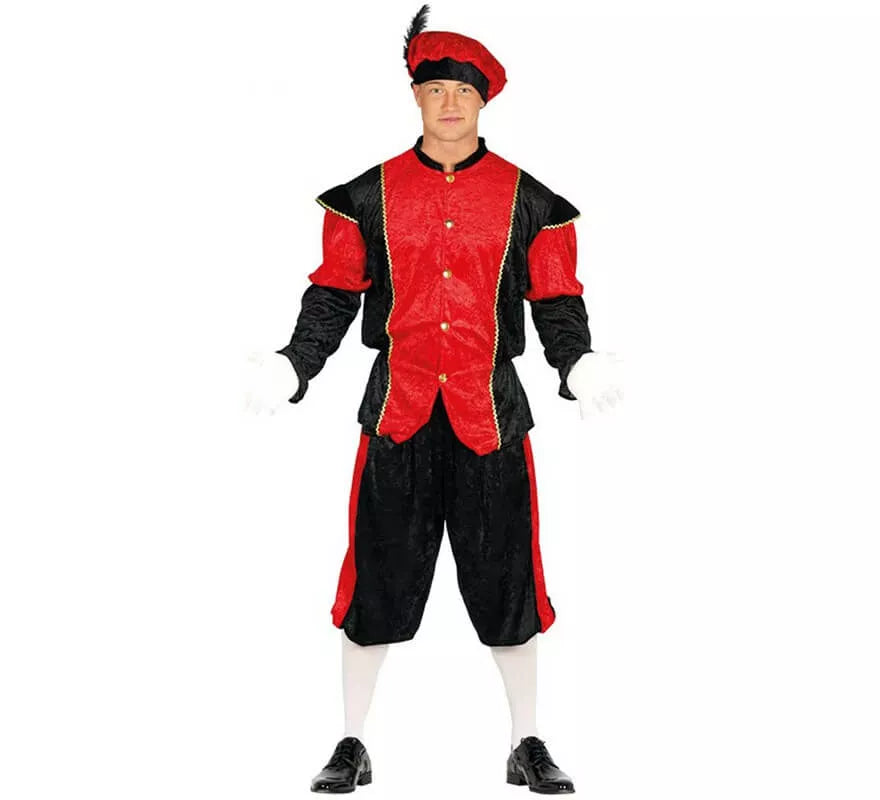 Translation missing: en.Disfraz de Paje Rojo y Negro para hombre