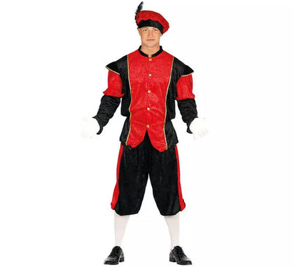 Disfraz de Paje Rojo y Negro para hombre