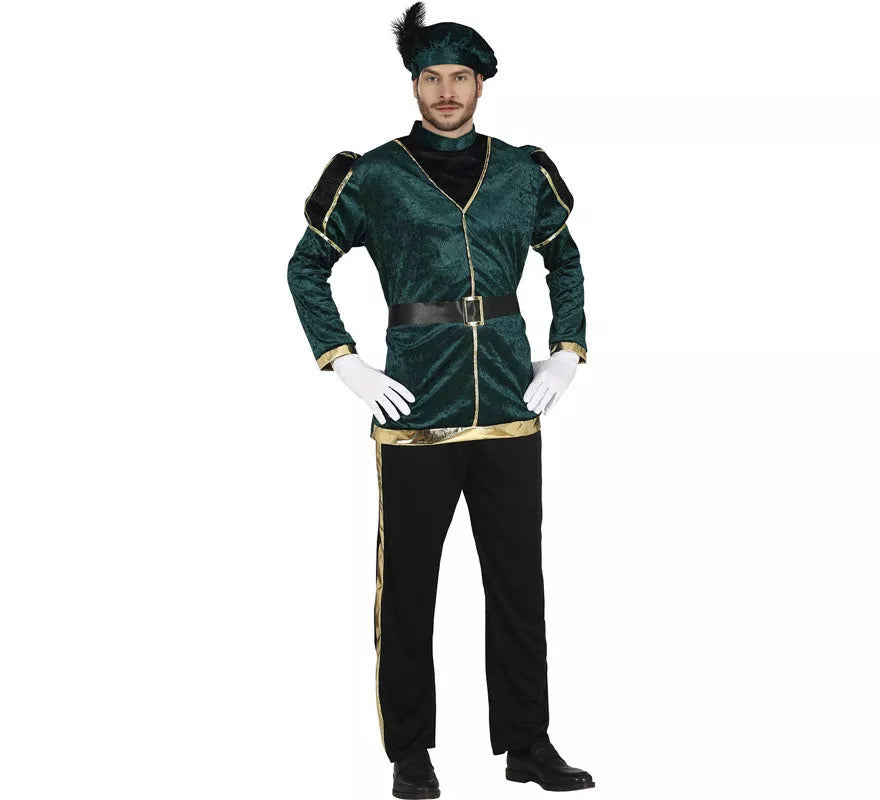 Disfraz de Paje Verde Elegante para hombre