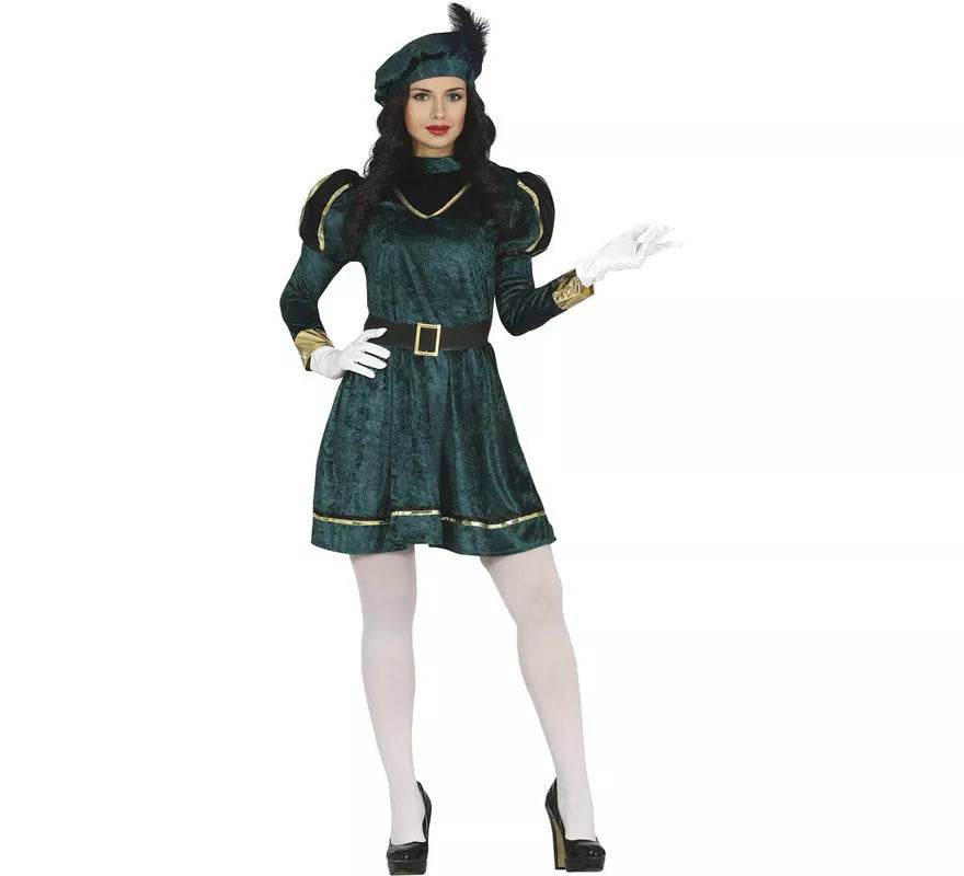 Disfraz de Paje Verde Elegante para mujer