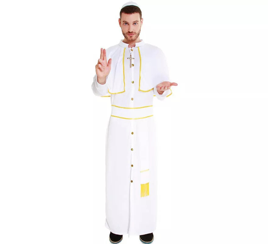 Disfraz de Papa Blanco y Dorado para hombre