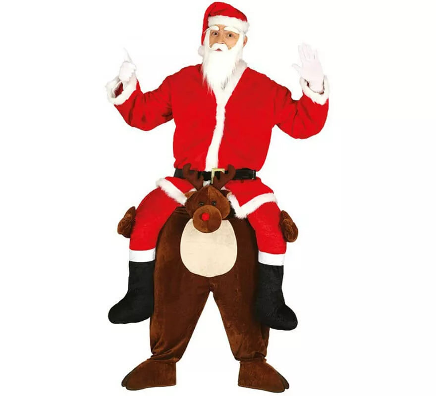 Translation missing: en.Disfraz de Papá Noel a hombros de Reno para adultos