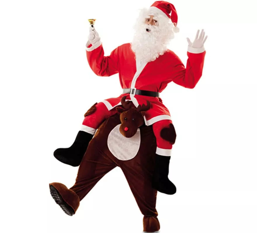 Translation missing: en.Disfraz de Papá Noel a hombros de Reno para adultos