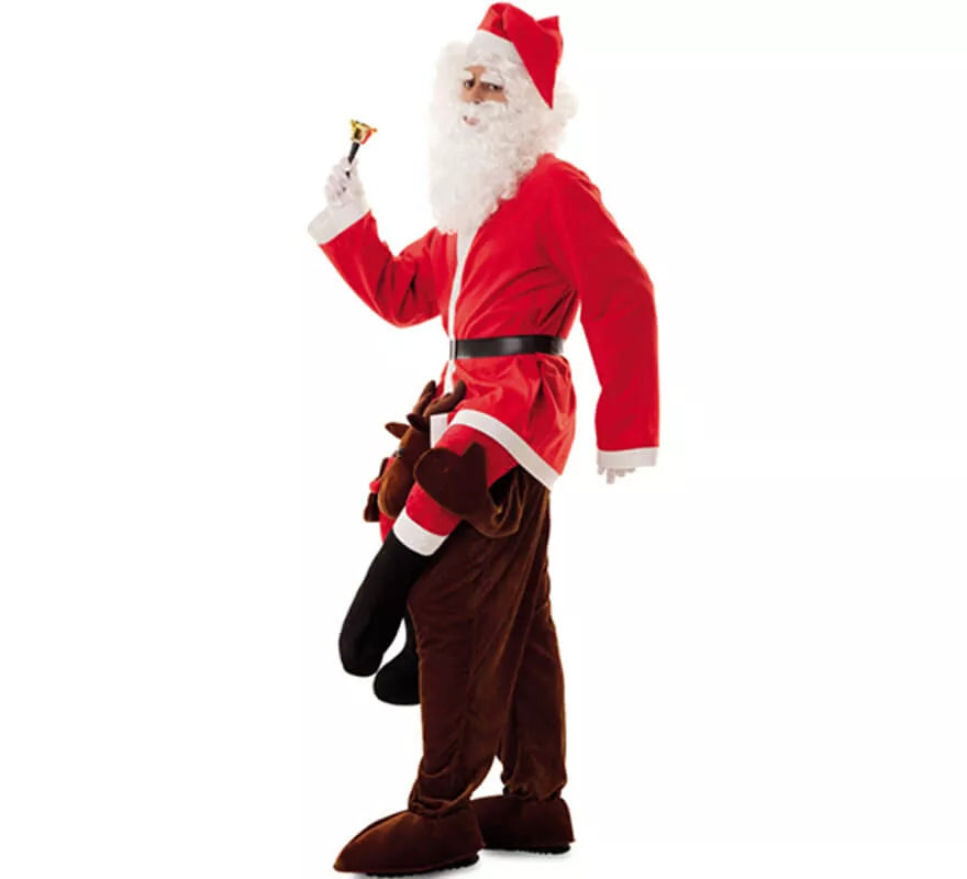 Disfraz de Papá Noel a hombros de Reno para adultos
