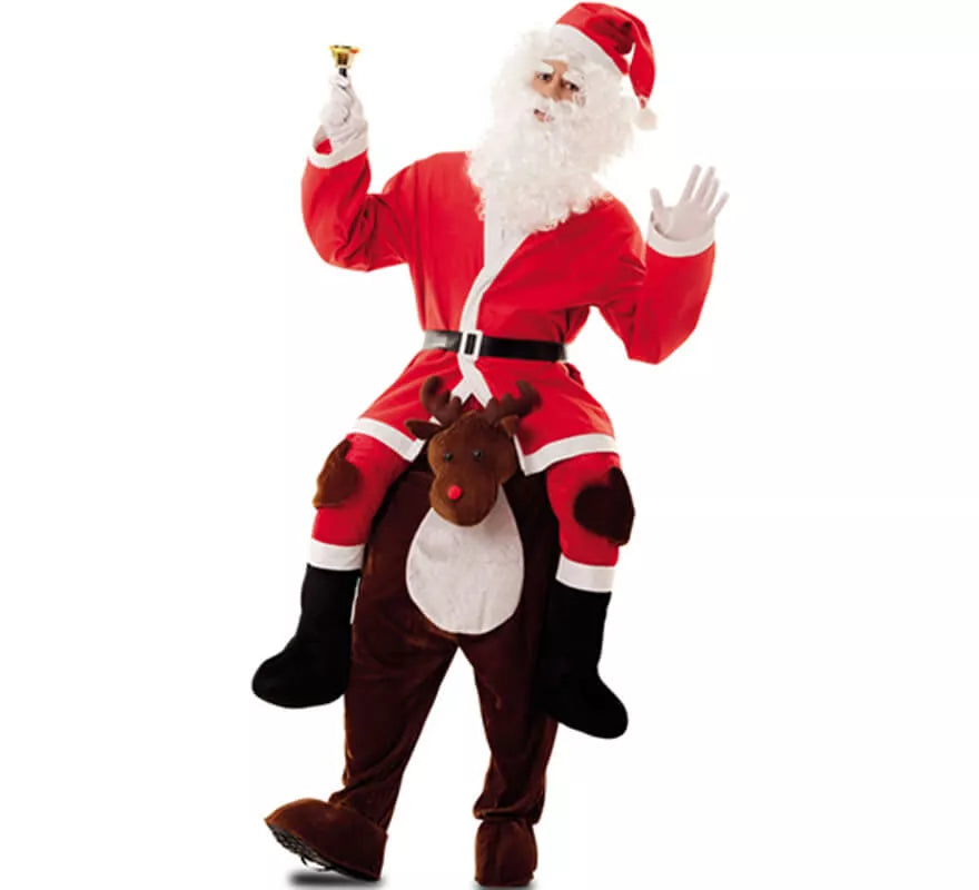 Translation missing: en.Disfraz de Papá Noel a hombros de Reno para adultos