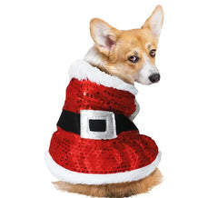 Dog Sequin Santa Claus Costume