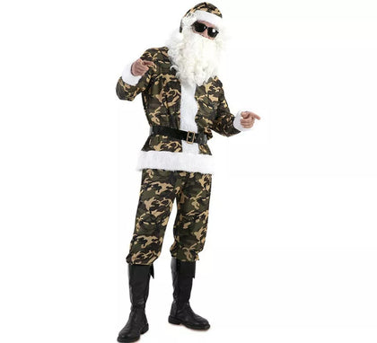 Disfraz de Papá Noel Militar camuflado para hombre