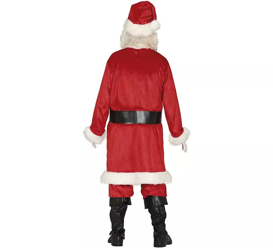 Disfraz de Papá Noel rojo tradicional con gorro para hombre