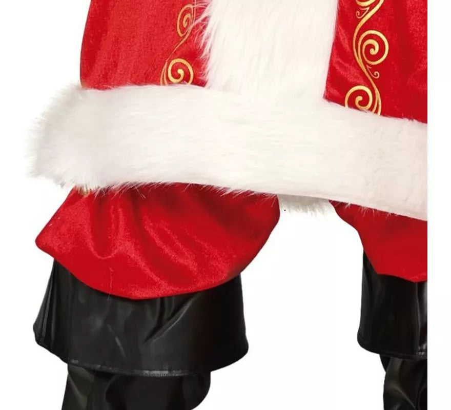 Disfraz de Papá Noel rojo tradicional con gorro para hombre
