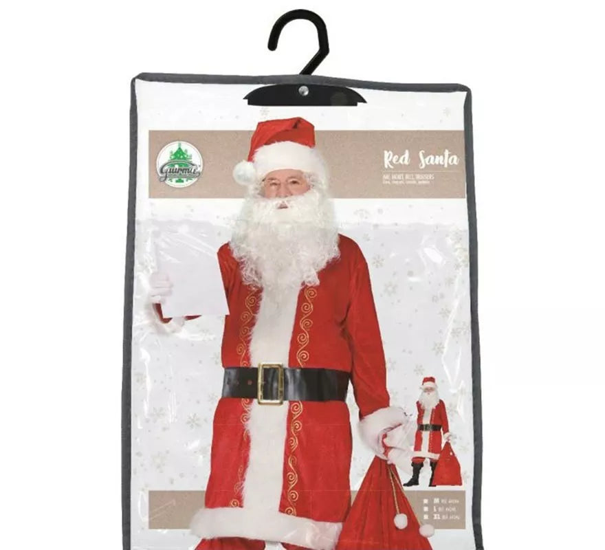 Translation missing: en.Disfraz de Papá Noel rojo tradicional con gorro para hombre