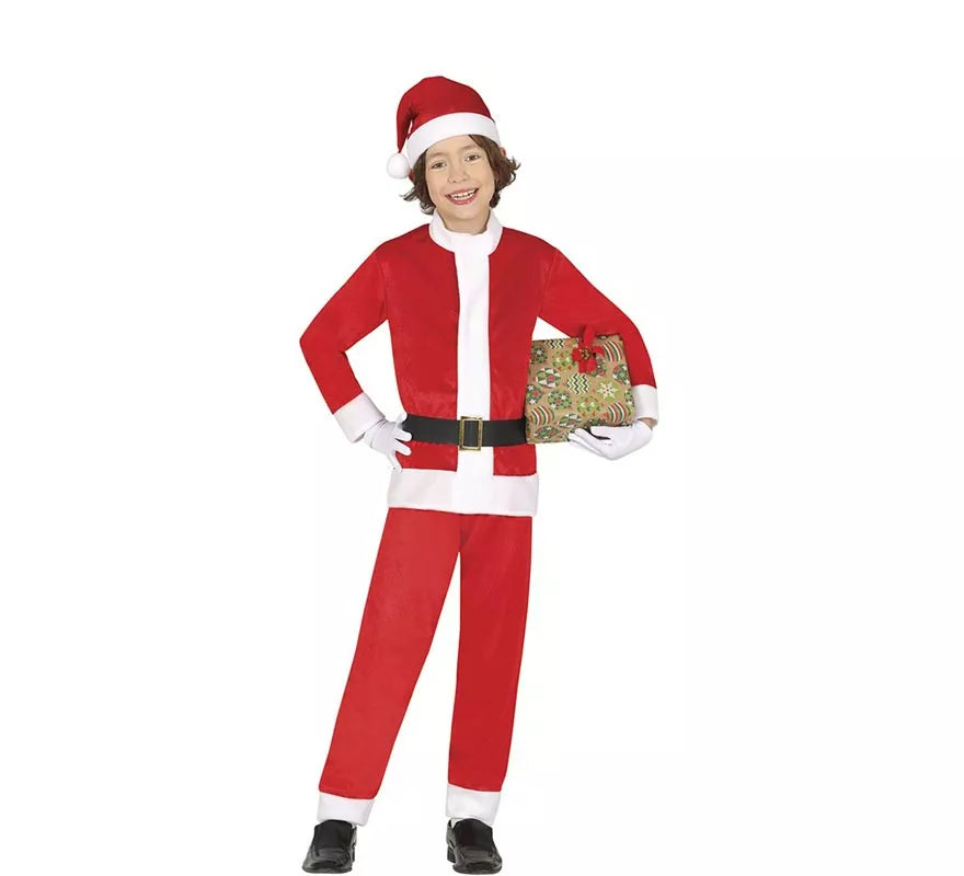 Translation missing: en.Disfraz de Papá Noel rojo y blanco con gorro para niño