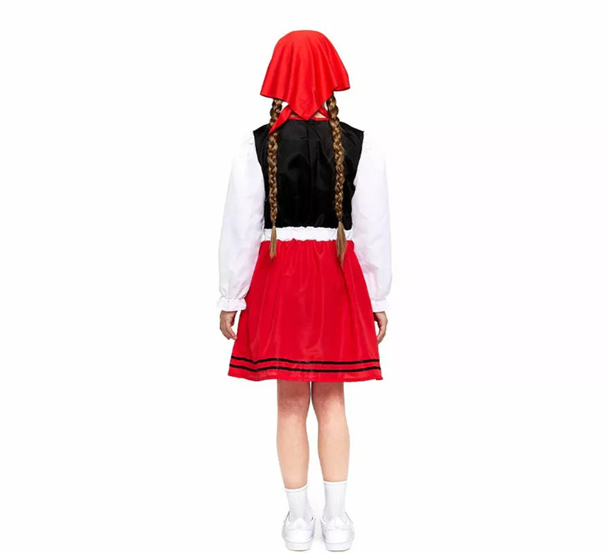 Disfraz de Pastorcilla Aldeana roja para niña