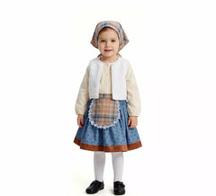 Little Shepherd Costume with Checkered Scarf for Girl