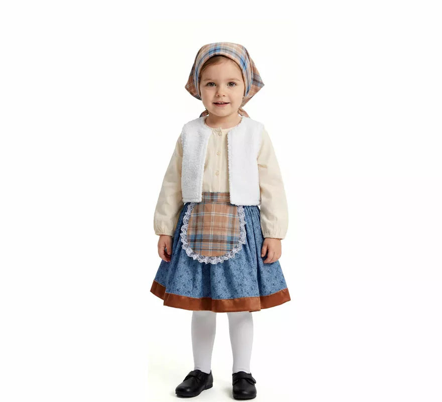 Translation missing: en.Disfraz de Pastorcita con Pañuelo a cuadros para niña