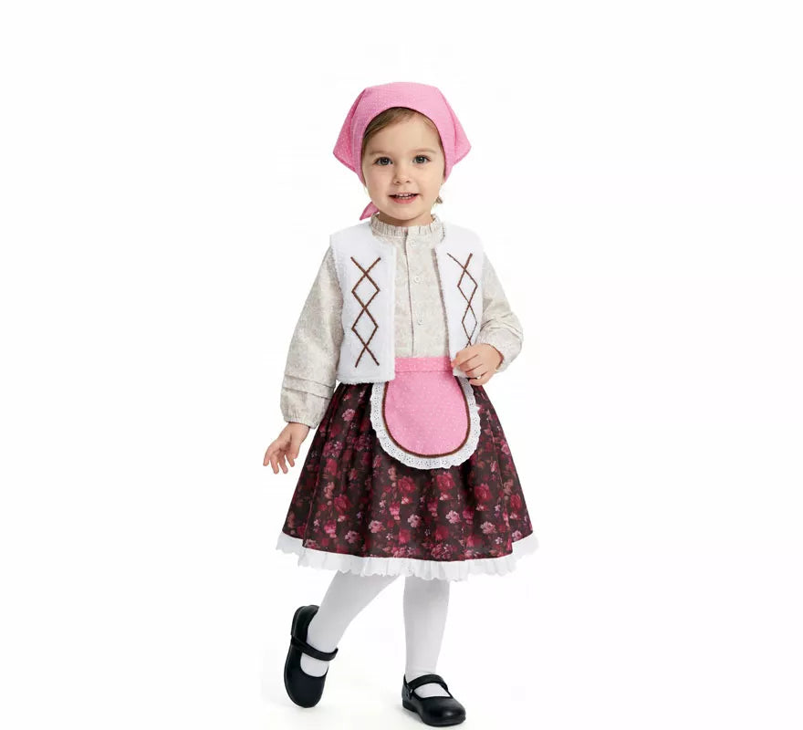 Translation missing: en.Disfraz de Pastorcita con Pañuelo rosa para niña