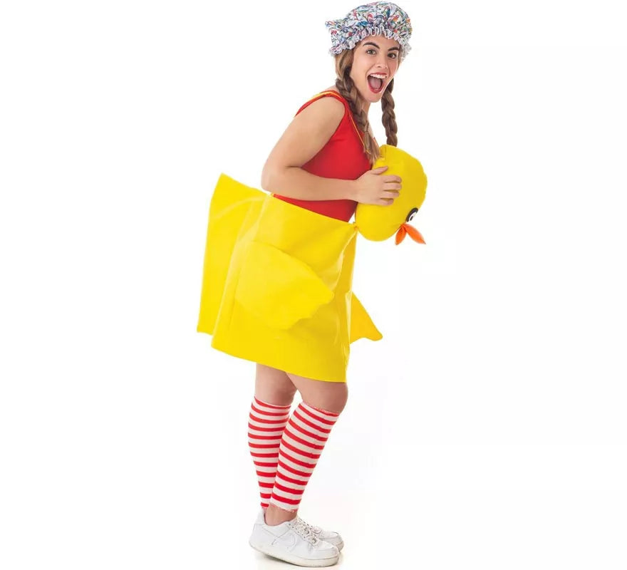 Disfraz de Patito amarillo con tirantes para adulto