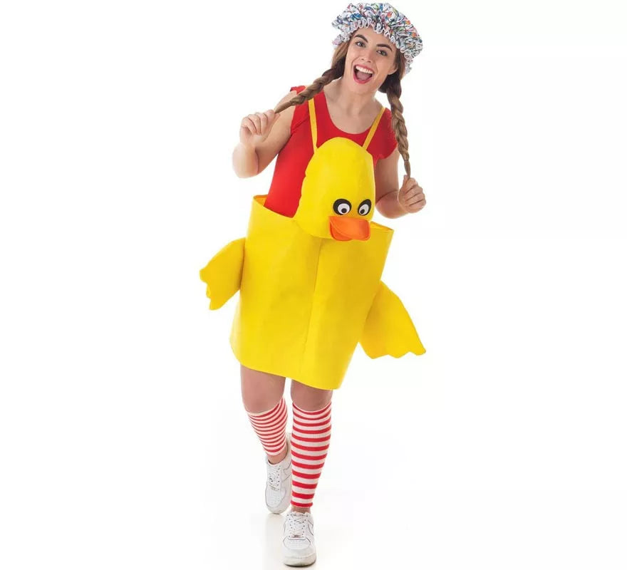Translation missing: en.Disfraz de Patito amarillo con tirantes para adulto