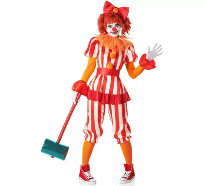 Disfraz de Payasa de Circo rojo y blanco para mujer