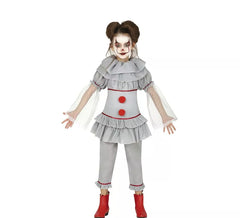 Gray Scary Clown Costume for Girl