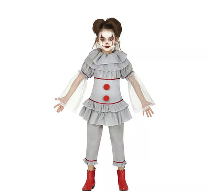 Disfraz de Payasa del Miedo Gris para niña