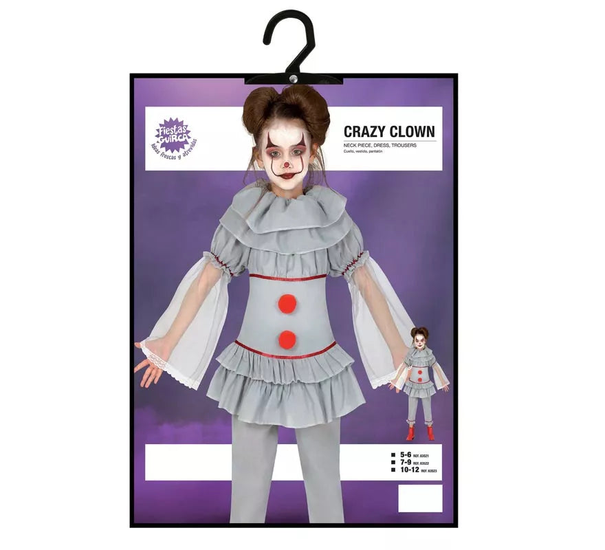 Disfraz de Payasa del Miedo Gris para niña