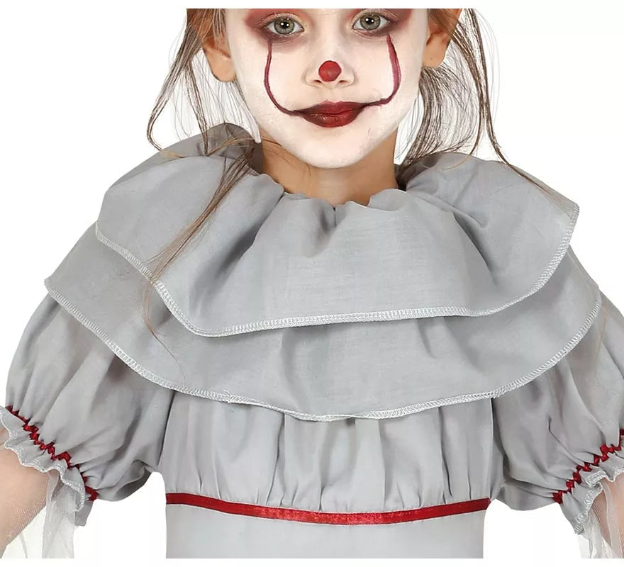 Disfraz de Payasa del Miedo Gris para niña