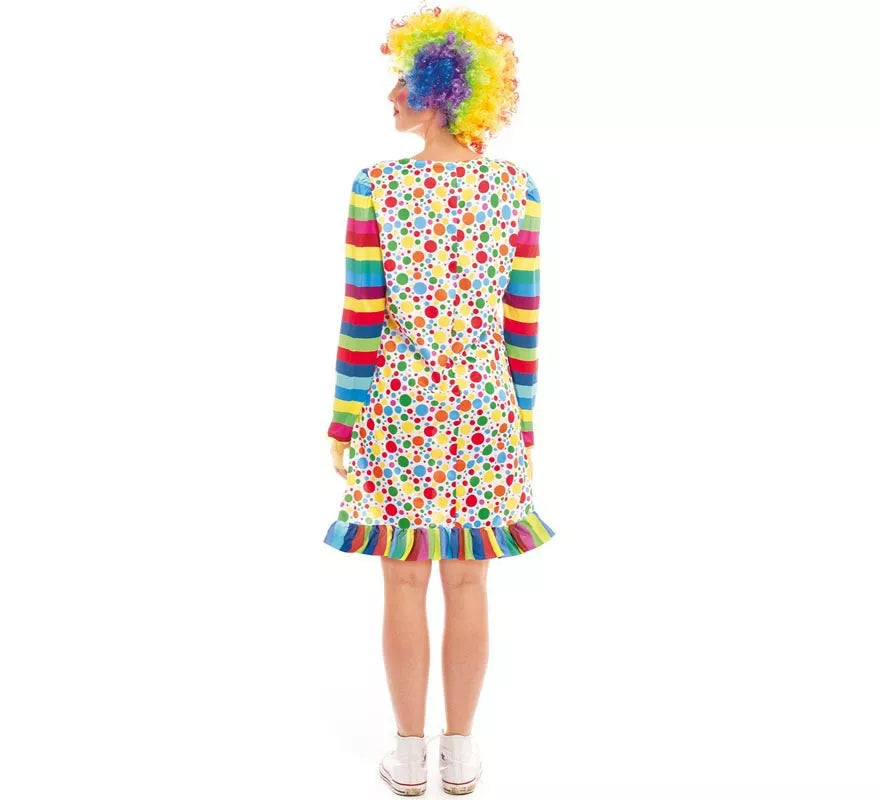 Disfraz de Payasa lunares multicolor para mujer