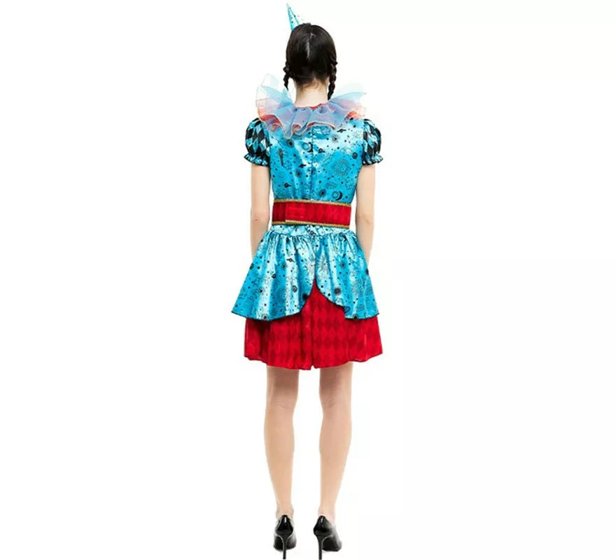 Translation missing: en.Disfraz de Payasa Maniaca azul y rojo para mujer