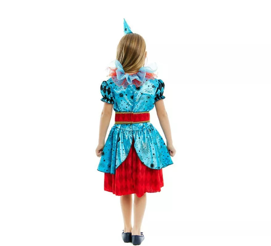Translation missing: en.Disfraz de Payasa Maniaca azul y rojo para niña y adolescente