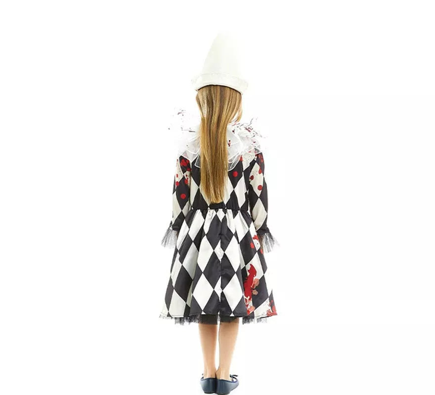 Translation missing: en.Disfraz de Payasa Pierrot Asesina con gorro para niña y adolescente