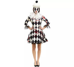 Killer Pierrot Clown Costume with Hat for Women