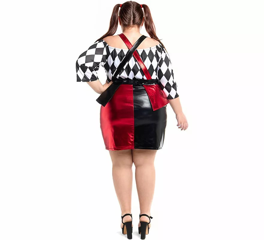 Disfraz de Payasa Rombos negro y rojo para mujer