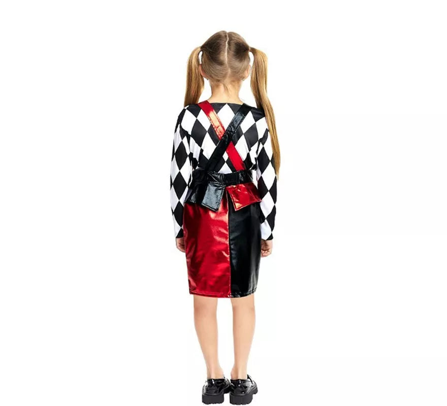 Translation missing: en.Disfraz de Payasa Rombos negro y rojo para niña y adolescente