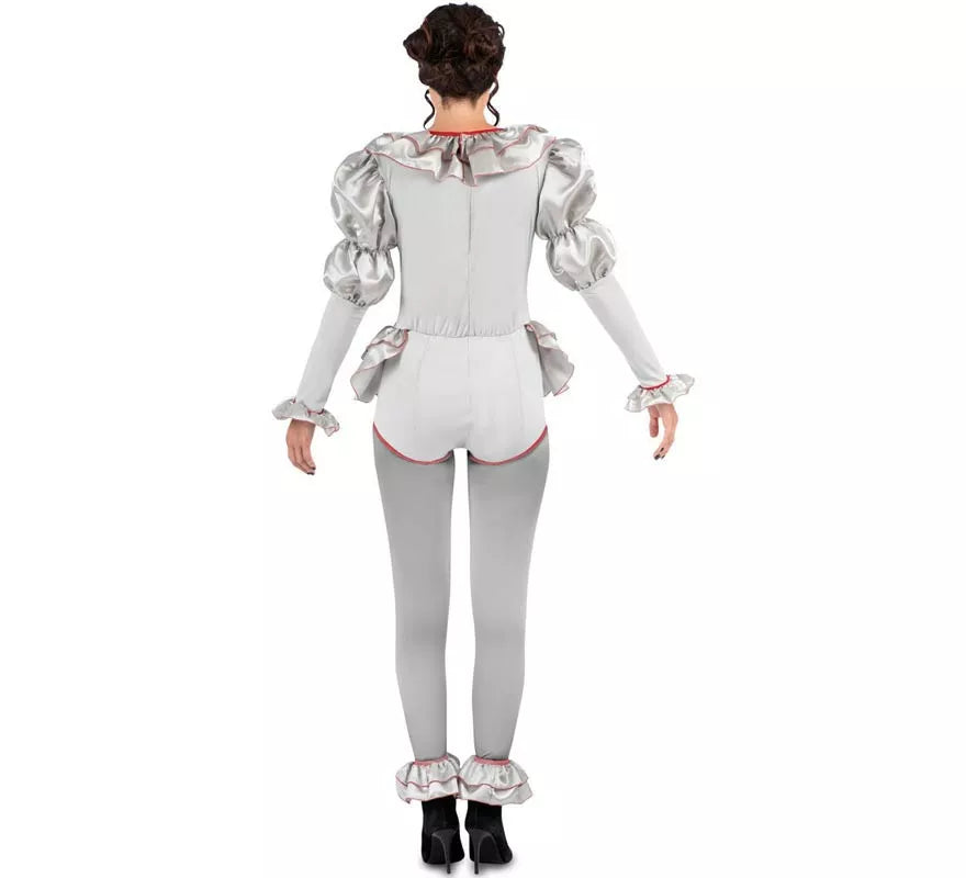 Translation missing: en.Disfraz de Payasa Siniestra gris y rojo para mujer