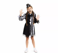 Black and white scary clown costume for girls
