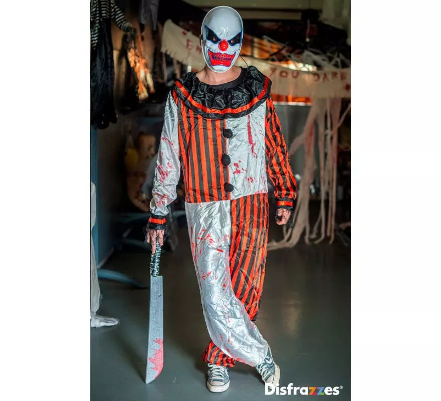 Disfraz de Payaso a Rayas con Sangre para hombre
